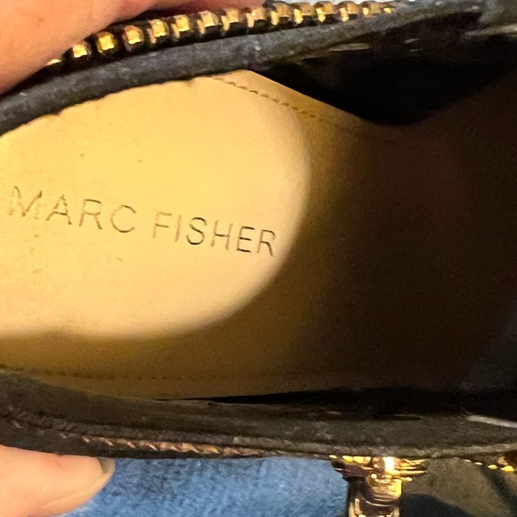 Marc Fisher black suede style Serenity peep toe high heel zipper bootie 8 1/2 - Picture 15 of 16